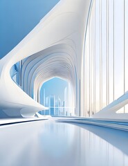 Blue line with white architecture futuristic background minimal concept vector illustration subtle...