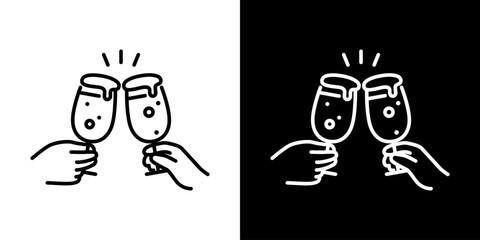 グラスビールで乾杯するアイコン © WAWAWA