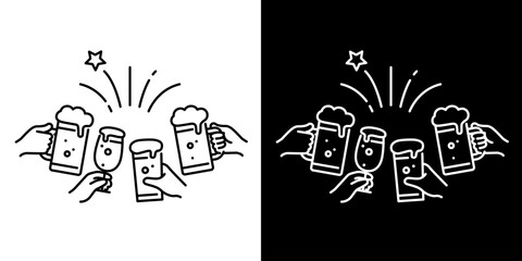 ビールで乾杯するアイコン © WAWAWA