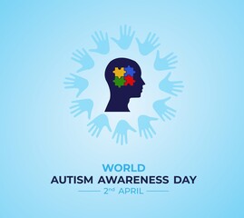 World Autism Awareness Day. April 2 . Holiday concept. Template for background with banner, poster and card. Jpeg format.