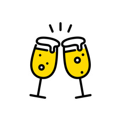 グラスビールで乾杯するアイコン © WAWAWA