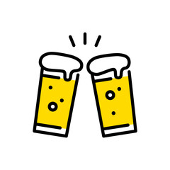 グラスビールで乾杯するアイコン © WAWAWA