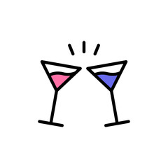 カクテルグラスで乾杯するアイコン © WAWAWA
