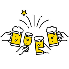 ビールで乾杯するアイコン © WAWAWA