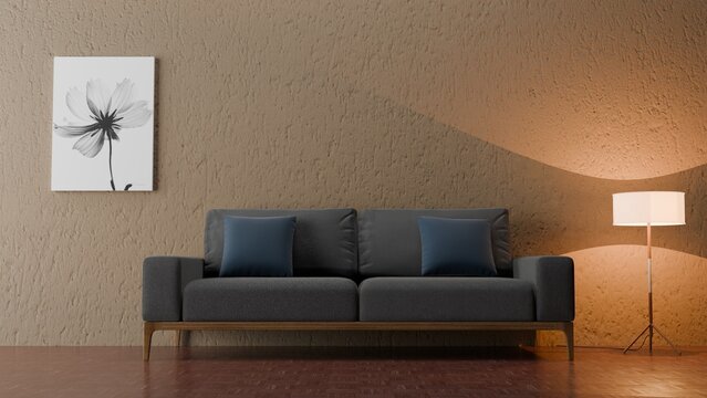Beautiful Living Room Wall 4K 3D Rendering