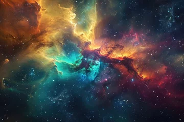 Foto op Canvas A vibrant and bustling space scene filled with countless stars and celestial bodies, Cosmic art showcasing an explosion of colors within a nebula, AI Generated © Iftikhar alam