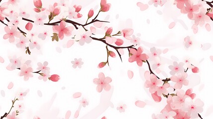 Obraz na płótnie Canvas Cherry blossoms and branches japanese sakura illustration