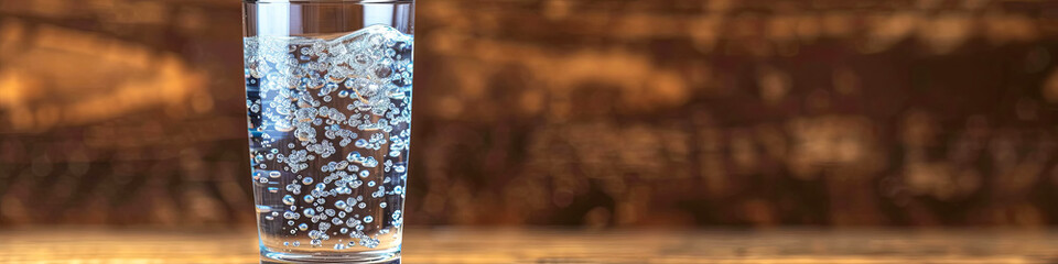 Clean drinking water sparkles in a transparent glass, a beacon of health and well-being. - obrazy, fototapety, plakaty