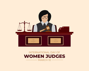 International Day of Women Judges. March 10. Holiday concept. Template for background with banner, poster and card. Vector illustration.