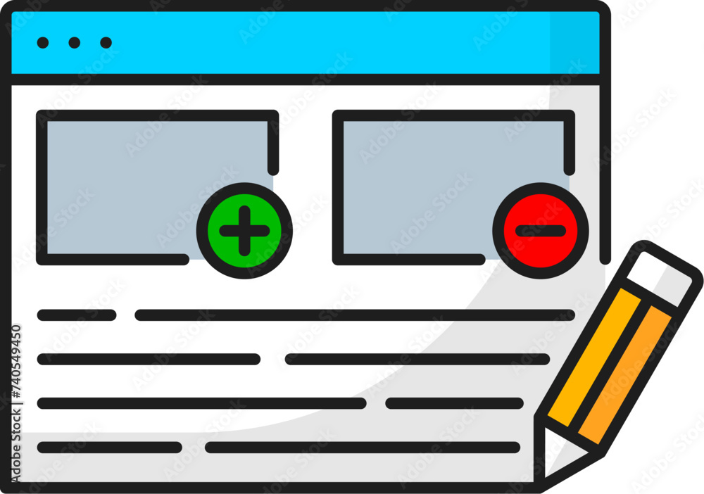 Poster page editing, cms content management system icon of digital media online panel, vector line pictogra