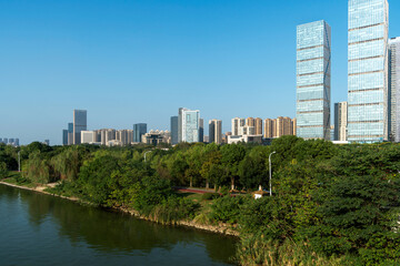 Obraz premium Lakeside modern office building in China