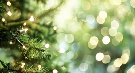 Fototapeta na wymiar Christmas tree background with light, Background xmas for december festive, glow and golden light celebration, Ai generative