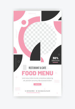 Instagram food template story design vector, food banner food social media post, Instagram story template design 