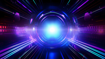 Fototapeta premium Artificial intelligence background, blockchain managed domain electronic devices network blue background