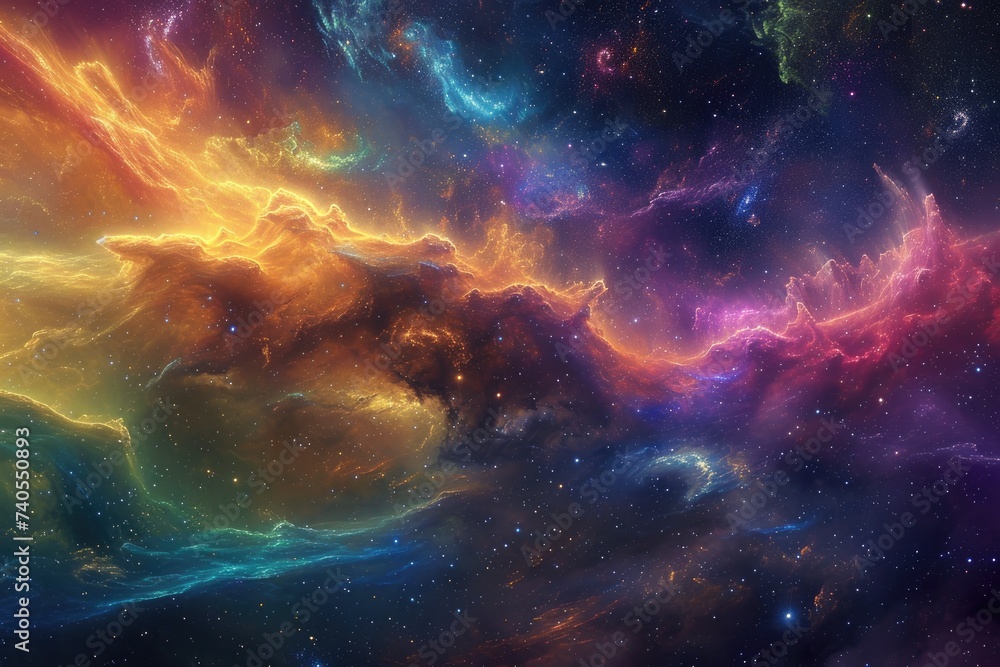 Poster a mesmerizing capture of a lively and colorful space teeming with an abundance of stars, deep space 