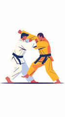 flat design judo fighter