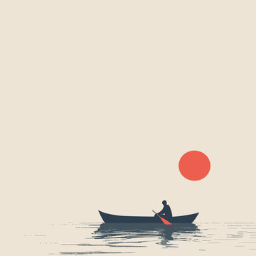 a person rowing a boat illustration