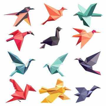 flat design origami birds