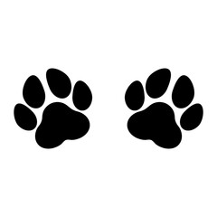 Black paw silhouette design on white background with copy space