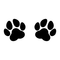 Black paw silhouette design on white background with copy space © Bela Art