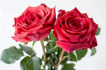 Naklejka premium Red roses on white background