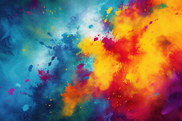 Colorful powder explosion on white background. Colored cloud. Colorful dust explode. Paint Holi