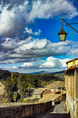 Panorama of the town and surrounding countryside of Acquapendente Viterbo Italy - obrazy, fototapety, plakaty