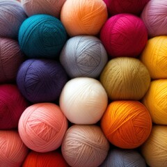Wool balls in different colors on a textured background.