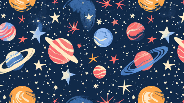 Space with planets and stars background