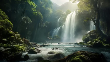 Foto op Plexiglas waterfall in the mountains © Muhammad