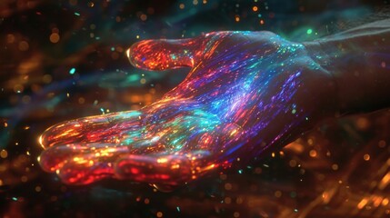 A comforting holographic image offers a virtual hand to hold as you open up about your struggles in a safe nonjudgmental space.