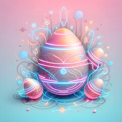 Futuristic Easter Egg Design: This captivating design showcases an Easter egg with a futuristic twist, featuring neon lines and glowing patterns that evoke a sense of technological innovation and mode