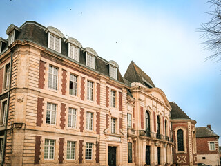 Street view of old village Cambrai in France