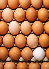 BIO fresh chicken eggs in paper box in supermarket, food protein healthy food. Generative Ai.