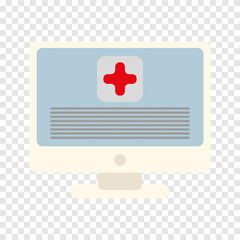 Fototapeta premium Monitor with plus line icon. Medicine, online referral, consultation, treatment, doctor, license, therapist, medical board. Vector line icon for business and advertising