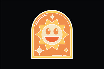 Sun Retro Flat Sticker Design