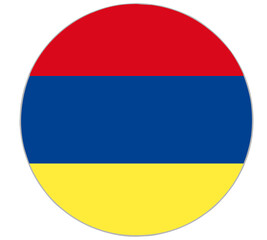 armenian flag in circle shape isolated on white