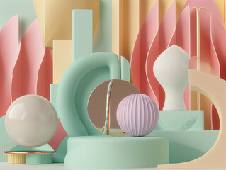 Unveiling Abstract Aesthetics: 3D Geometric Shapes with Ambient Colors