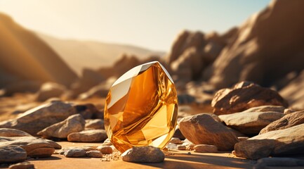 a large crystal on rocks