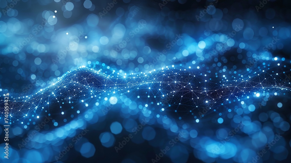 Poster Background with abstract dots and triangles, the world is becoming smaller and more connected.