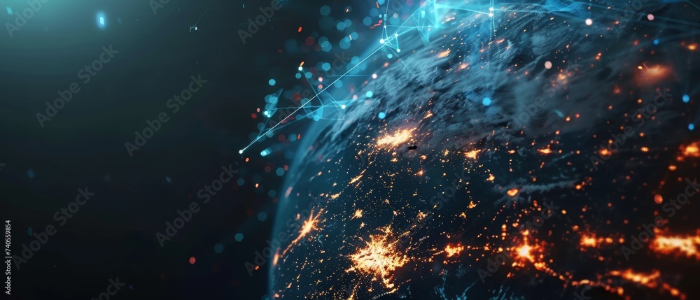 Leinwandbilder iot and cryptocurrency are part of the global world network and telecommunication on earth. .