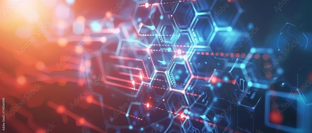 Poster concept of digital transformation and digitalization technology on an abstract background.