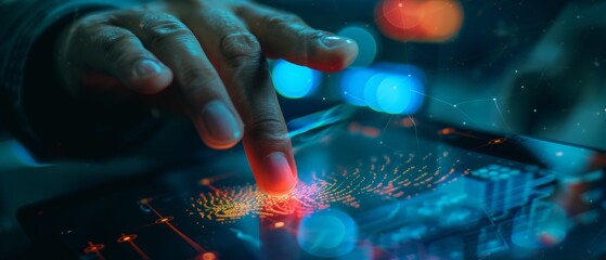 Innovating technology against cyber crime using fingerprint identification for digital kyc (electronic know your customer). - obrazy, fototapety, plakaty