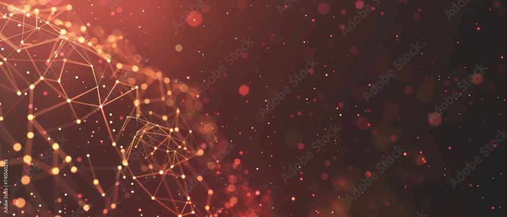 Poster Background of abstract dots and triangles connected together. The world is connected today and is growing smaller. Digital futuristic Earth minimalism.