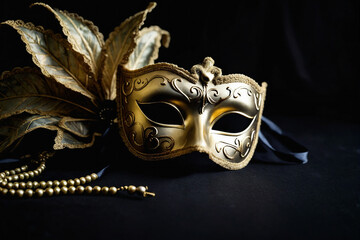 Venetian mask on black background. Digital illustration