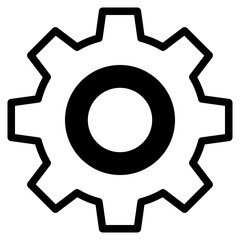 gear icon, cog wheel, engine circle, thin line web symbol on white background	