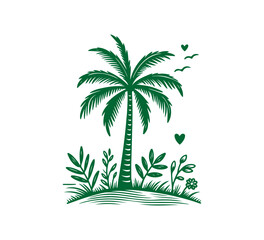 Fototapeta na wymiar Palm tree vector hand drawn illustration graphic asset