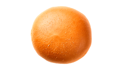 Fresh burger bun isolated on a transparent or white background. Sesame seed hamburger bun isolated on white. Top view.