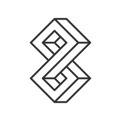 Impossible shape icon isolated on white background. Line art. Vector illustration.