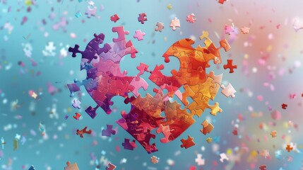 Unity Heart Puzzle: Symbol of Connection, Love, and Hope in Relationships, Teamwork, and Community